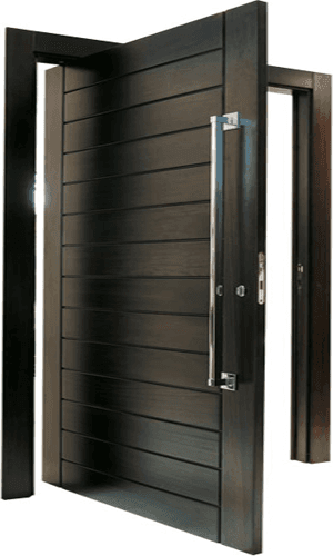 Porta de madeira pivotante em laca preta